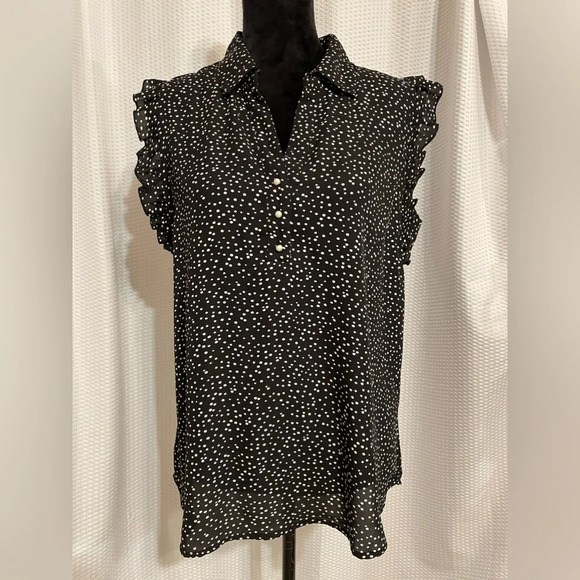 Anne Klein V-neck black with white polka dots tank top size medium - Picture 1 of 6